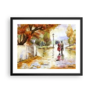 Poster in een zwarte lijst - Romantische herfst in het park - 50x40 cm