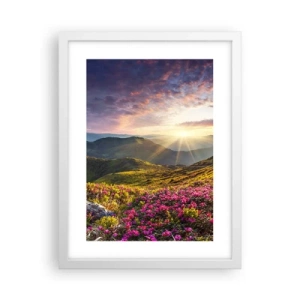 Poster in een witte lijst - Frisheid in de ochtend in de bergen - 30x40 cm
