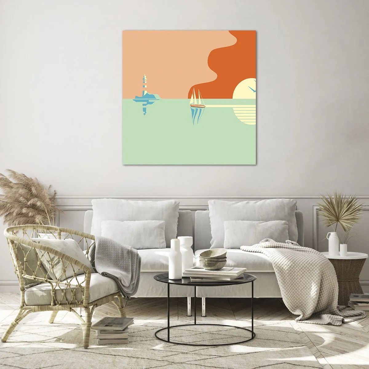 Schilderen op glas - Het perfecte zeelandschap - 40x40 cm