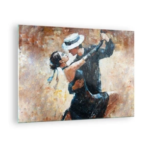 Schilderen op glas - Een paar danst in een elegante stijl met een klassieke sfeer - 70x50cm - A la Rudolf Valentino - Moderne wanddecoratie voor woonkamer en slaapkamer ARTTOR