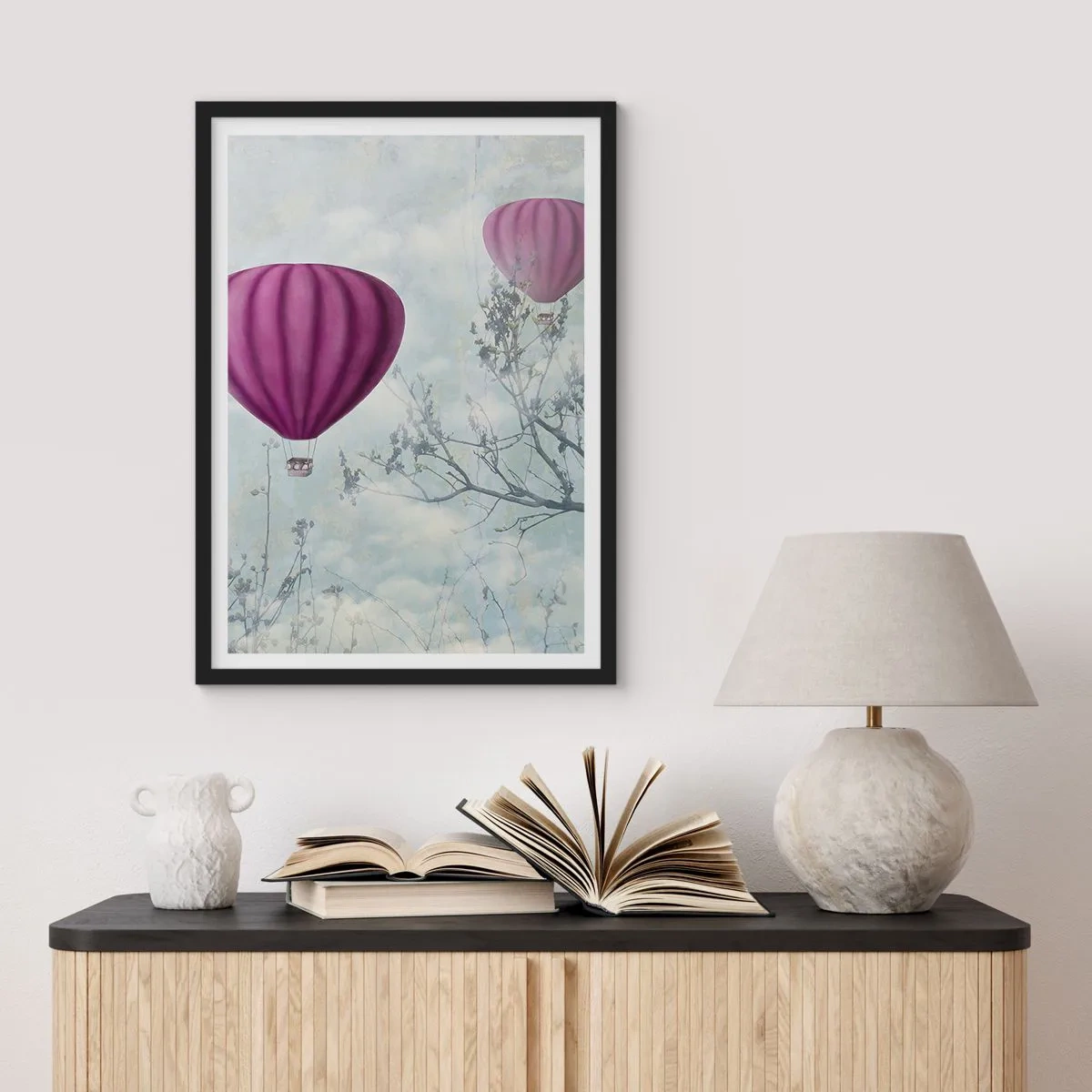 Poster in een zwarte lijst - Als schepen in de lucht - 40x50 cm