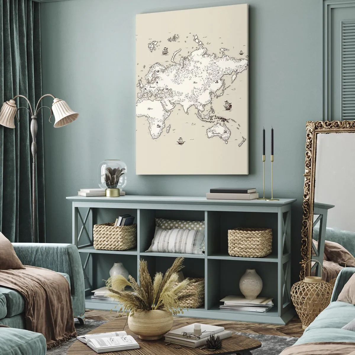 Schilderen op canvas - Reis rond de wereld - 65x120 cm