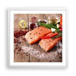 Poster in een witte lijst - Noors avontuur in de keuken - 50x50 cm