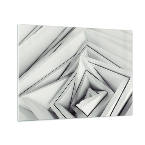 Schilderen op glas - Driedimensionale geometrische vormen in grijstinten - 70x50cm - Scherpe hoeken knoppen - Moderne wanddecoratie voor woonkamer en slaapkamer ARTTOR