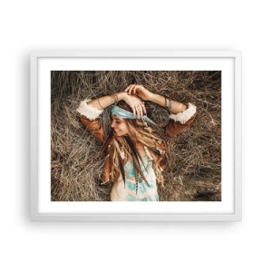 Poster in een witte lijst - Op weg naar de zomer van de liefde - 50x40 cm