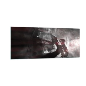 Schilderen op glas - In de dampen van jazz - 100x40 cm