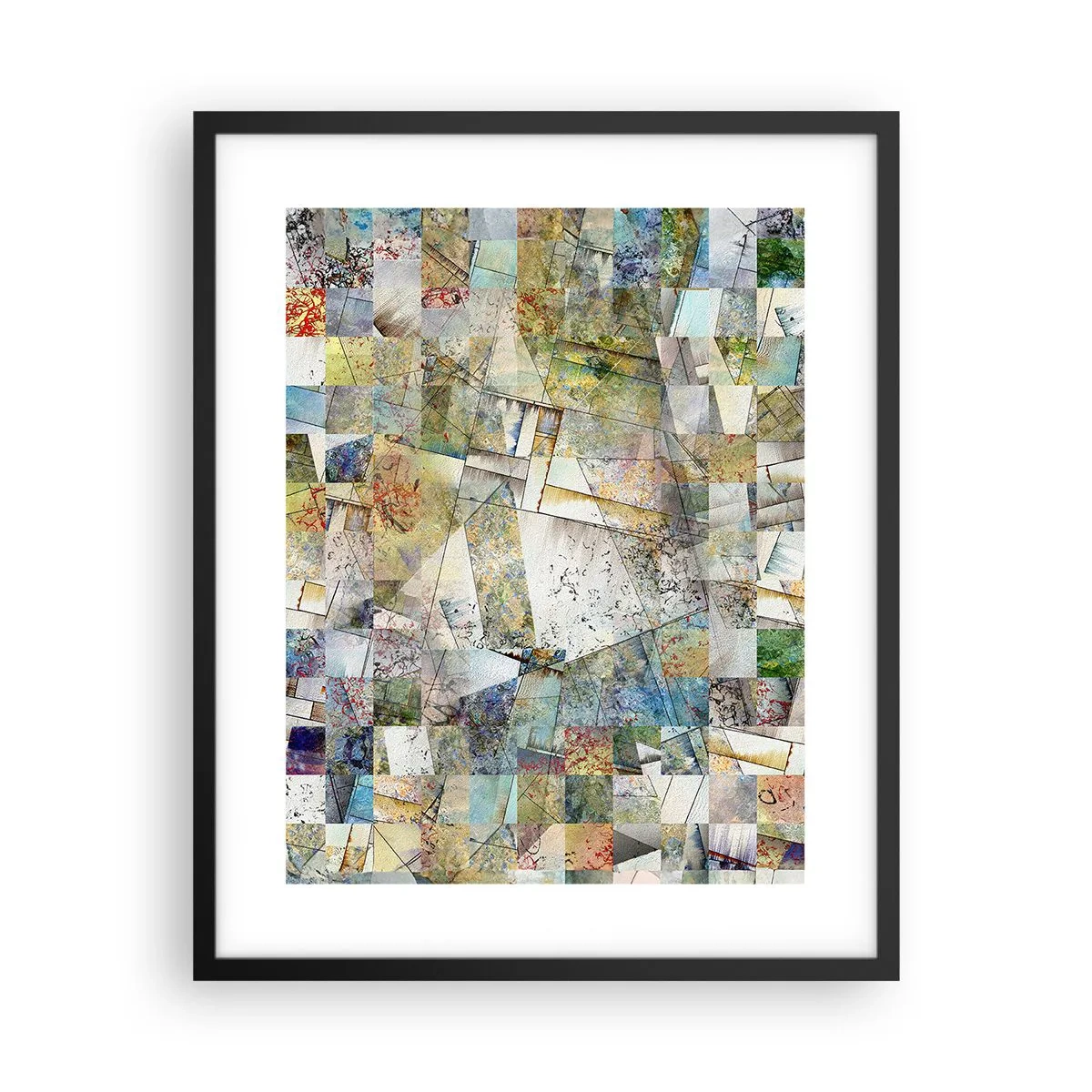 Poster in een zwarte lijst - Geometrische schuifeling - 40x50 cm