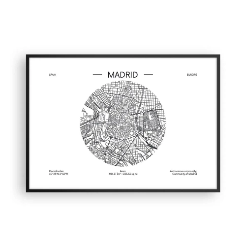 Poster in een zwarte lijst - Anatomie van Madrid - 100x70 cm