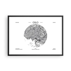 Poster in een zwarte lijst - Anatomie van Oslo - 70x50 cm