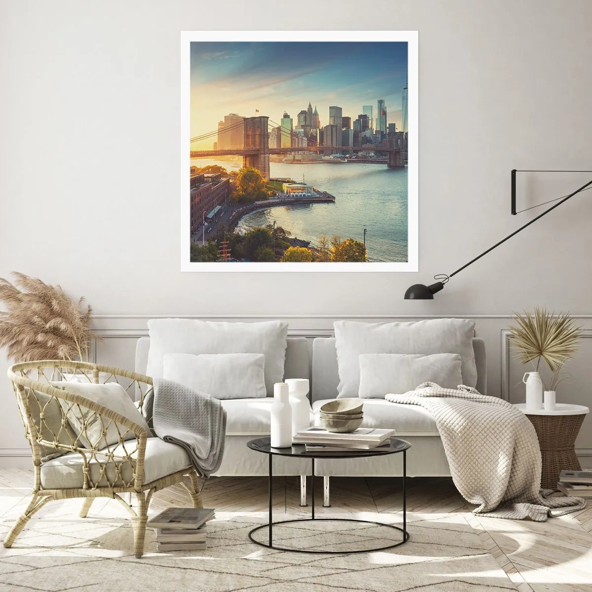 Poster - Dageraad in de grote stad - 40x40 cm