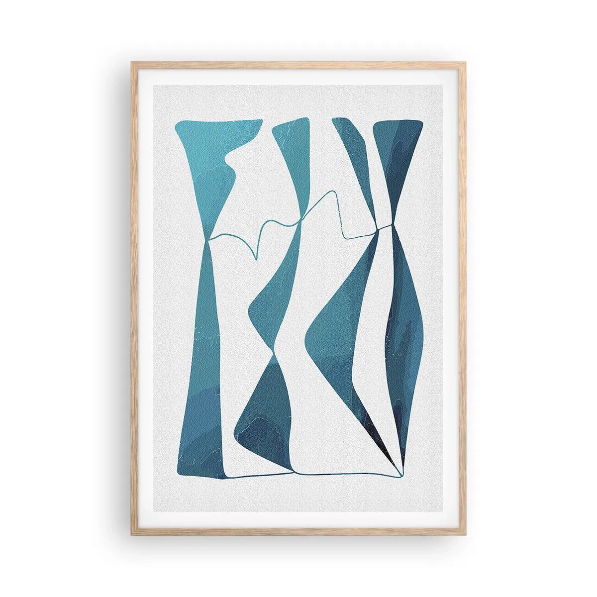 Een poster in een licht eiken lijst - Abstractie: turquoise verbinding - 70x100 cm