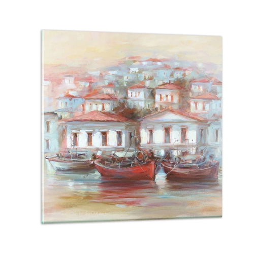 Schilderen op glas - Gelukkige stad - 40x40 cm