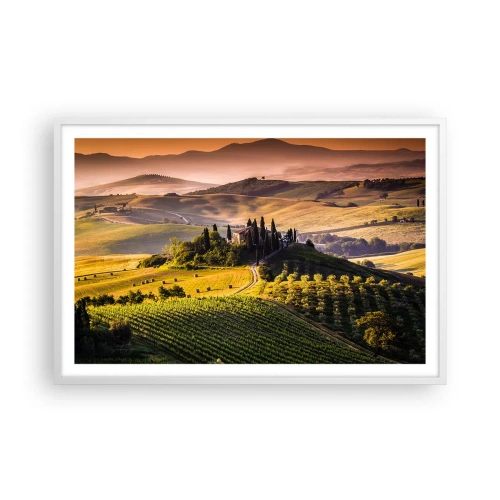 Poster in een witte lijst - Arcadia - het Toscaanse landschap - 91x61 cm