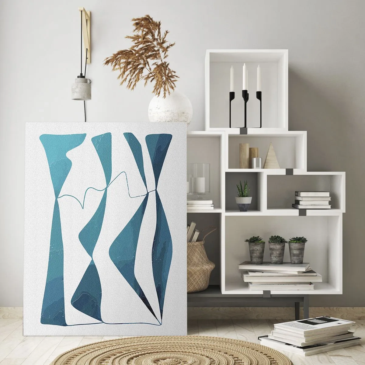 Schilderen op glas - Abstractie: turquoise verbinding - 80x120 cm