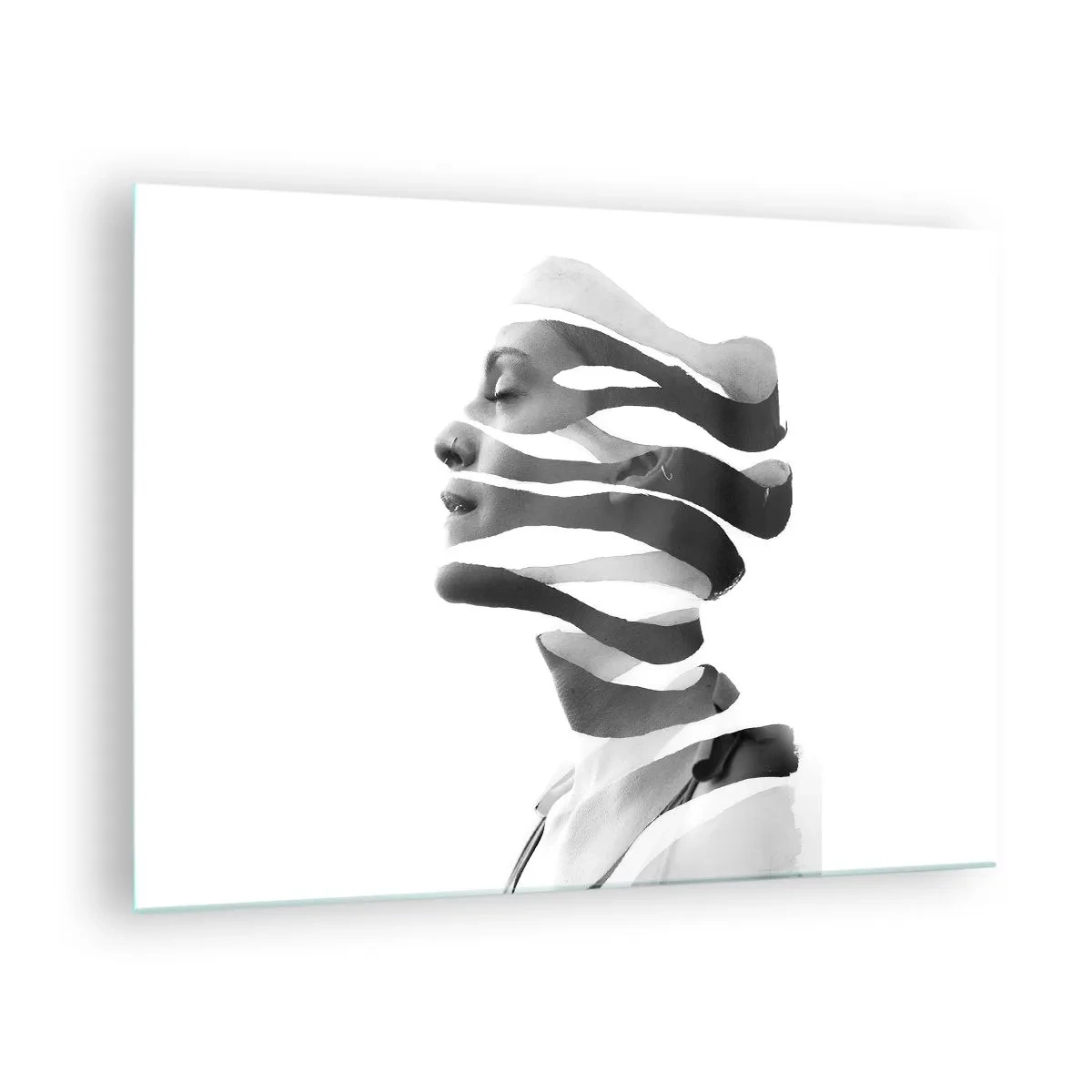 Schilderen op glas - Abstracte compositie van een vrouwenportret - 70x50cm - Surrealistisch portret - Moderne wanddecoratie voor woonkamer en slaapkamer ARTTOR