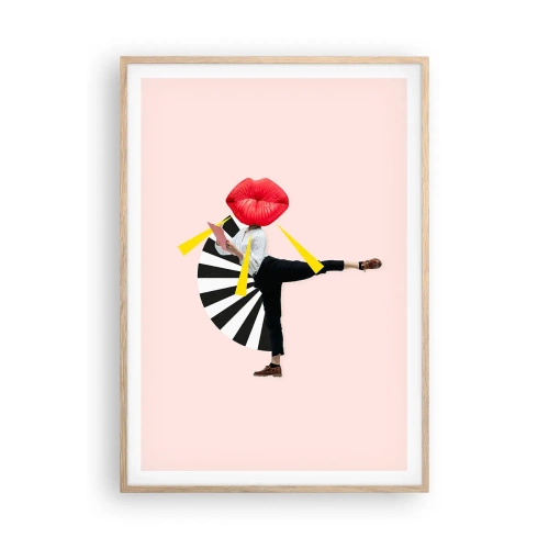Een poster in een licht eiken lijst - Surrealistische pop-art - 70x100 cm
