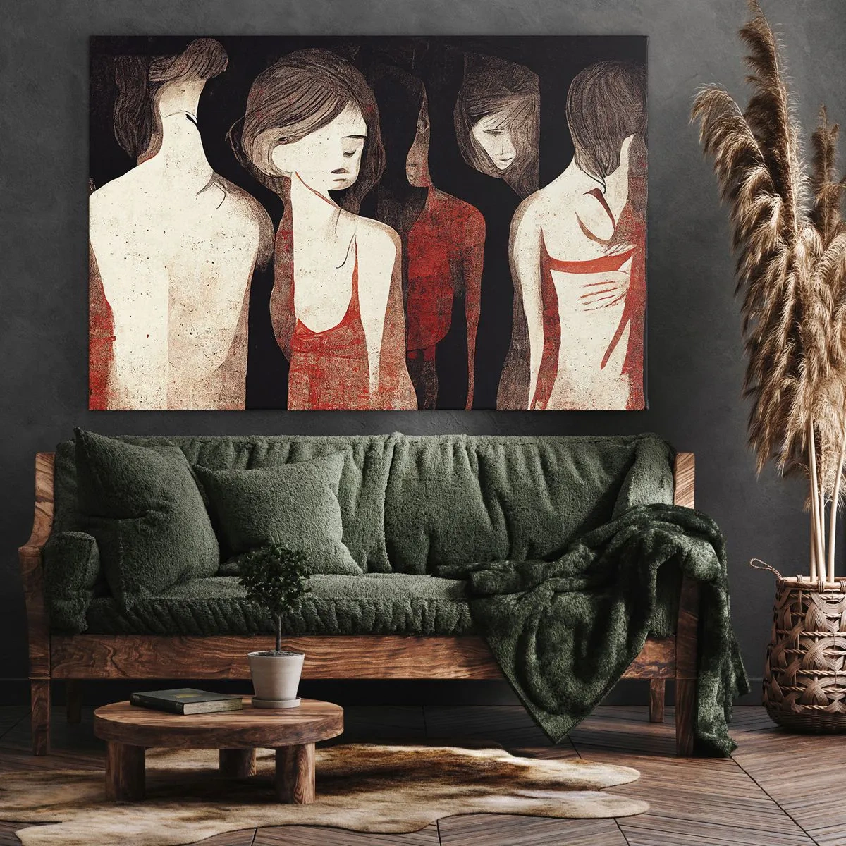 Schilderen op canvas - Artistieke figuren in een abstracte compositie - 70x50cm - Madonna's van duisternis - Moderne wanddecoratie voor woonkamer en slaapkamer ARTTOR