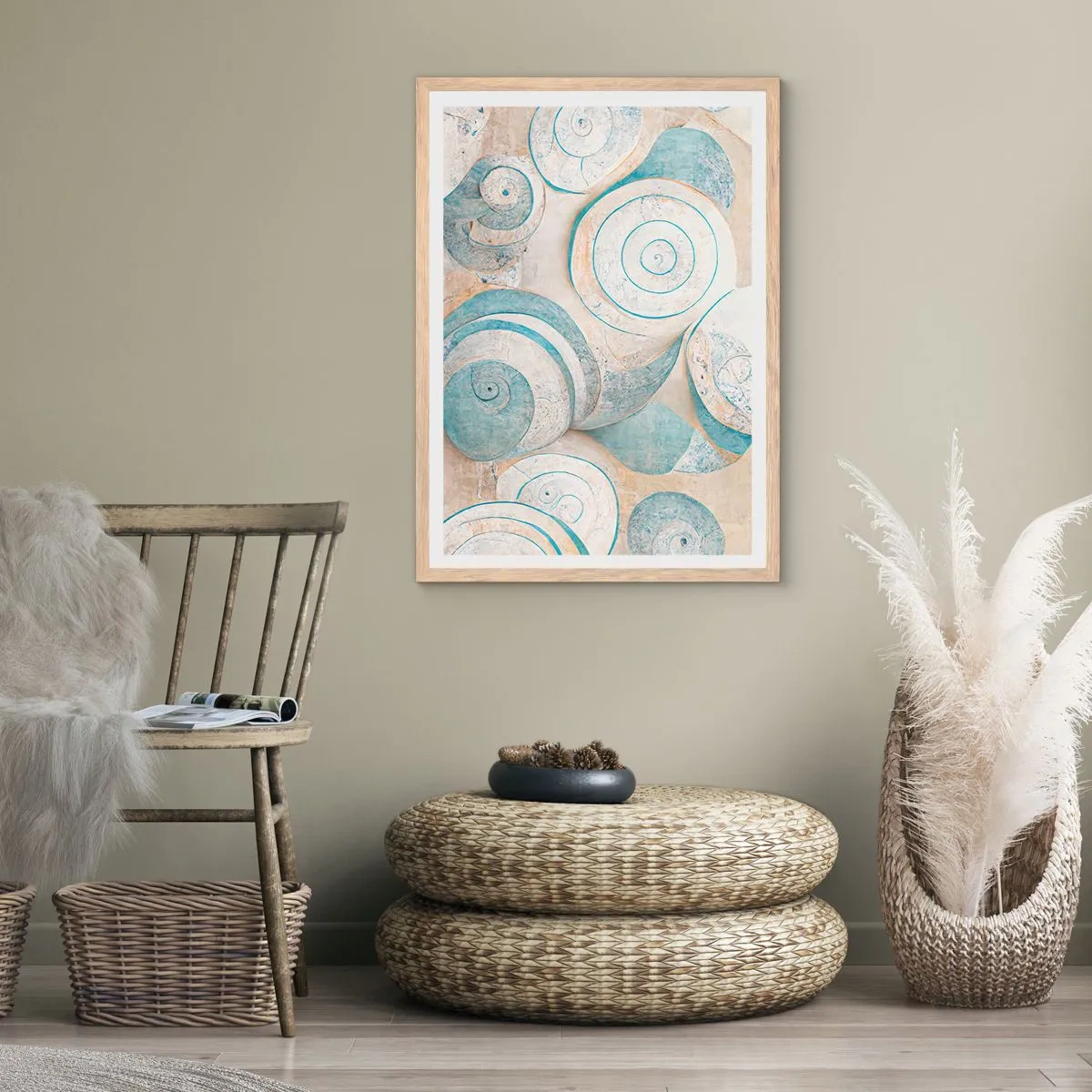 Een poster in een licht eiken lijst - Wat zit er in de schelp? - 30x40 cm