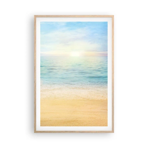 Een poster in een licht eiken lijst - Groot blauw - 61x91 cm