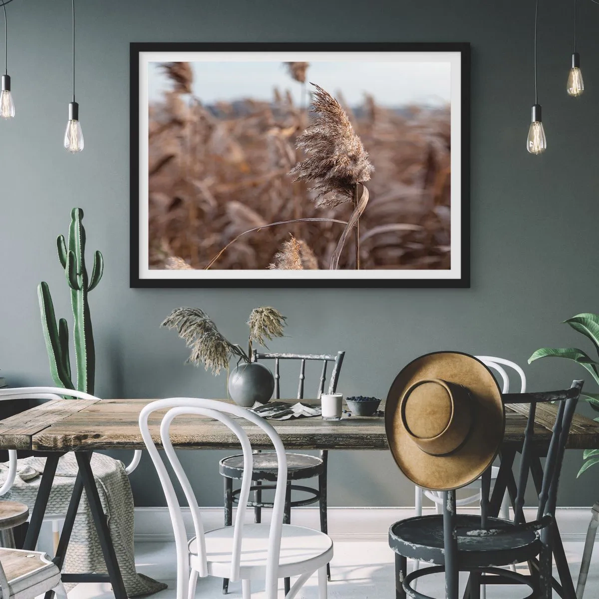 Poster in een zwarte lijst - Tijd om met de wind mee te gaan - 70x50 cm