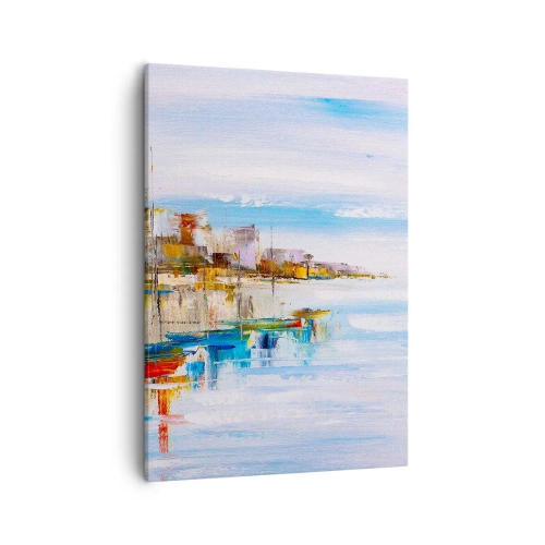 Schilderen op canvas - Een veelkleurig stedelijk toevluchtsoord - 50x70 cm