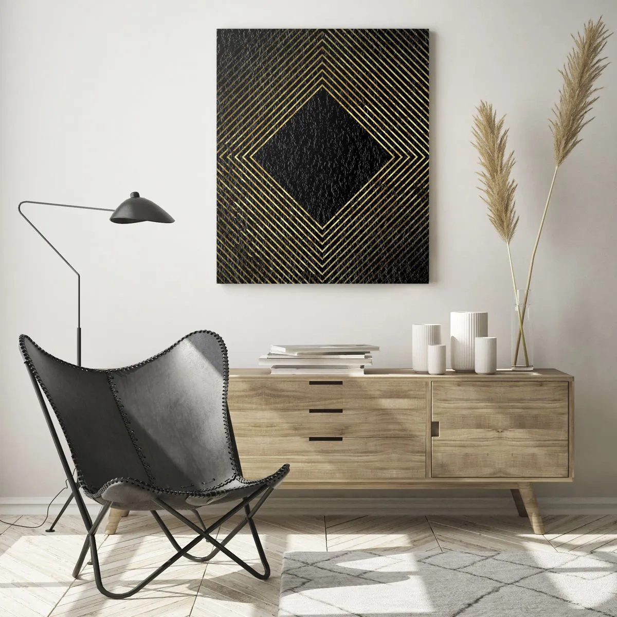 Schilderen op glas - Geometrie in glamoureuze stijl - 70x100 cm