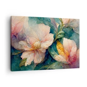 Schilderen op canvas - Delicate bloemen in pastelkleuren - 70x50cm - Gewoon subtiliteit - Moderne wanddecoratie voor woonkamer en slaapkamer ARTTOR