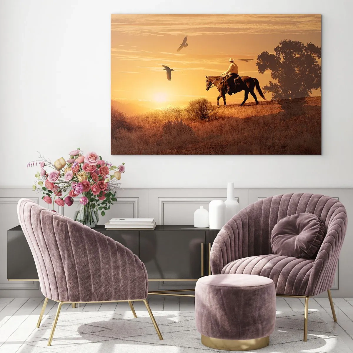 Schilderen op glas - Alleen over de prairie - 100x70 cm