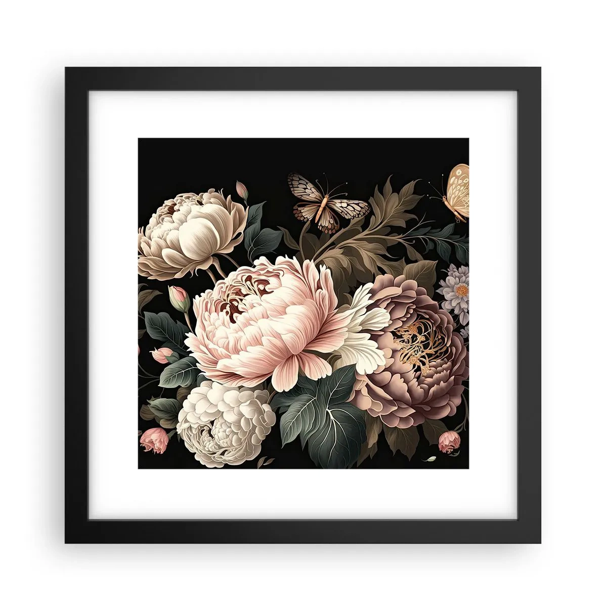 Poster in een zwarte lijst - In barokstijl - 30x30 cm