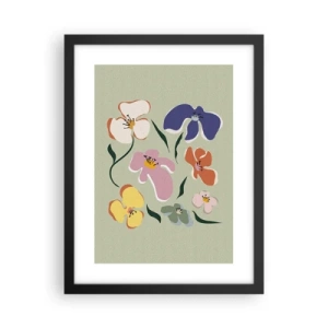 Poster in een zwarte lijst - Viooltjes welkom - 30x40 cm