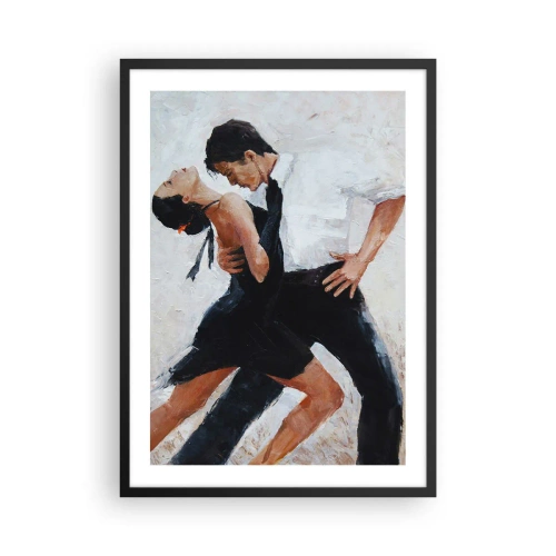 Poster in een zwarte lijst - Een paar dat danst in een dynamische pose - 50x70cm - Tango van mijn dromen - Moderne wanddecoratie voor woonkamer en slaapkamer ARTTOR
