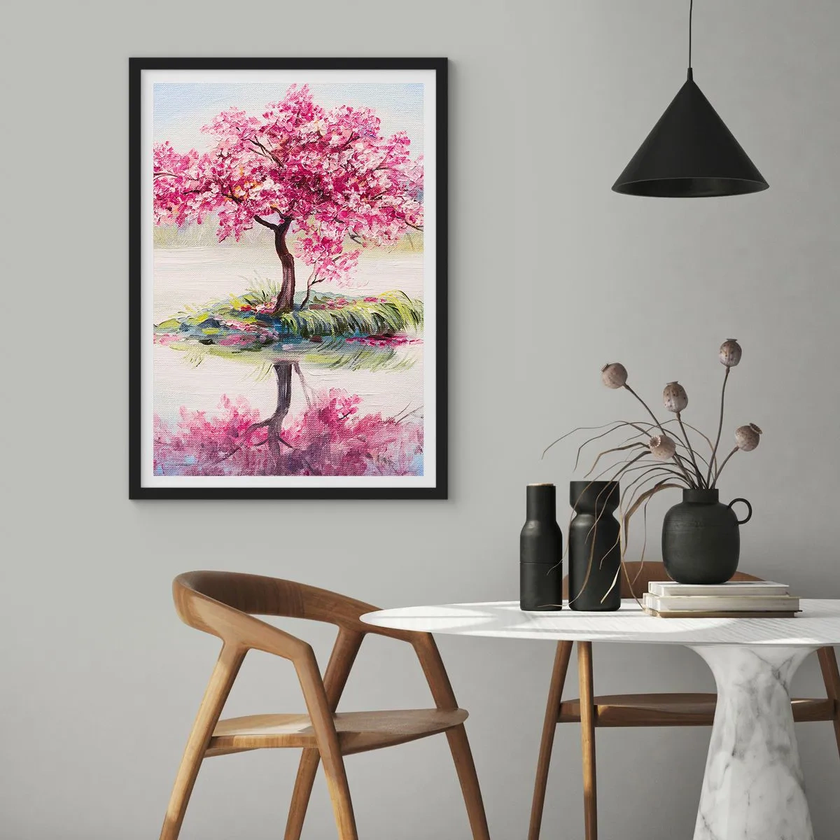 Poster in een zwarte lijst - Lentefeest - 30x40 cm