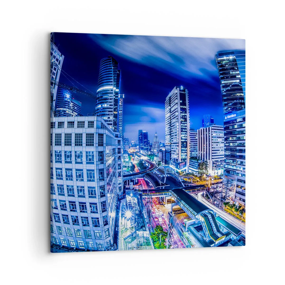 Schilderen op canvas - Ritmes van de nachtstad - 60x60 cm
