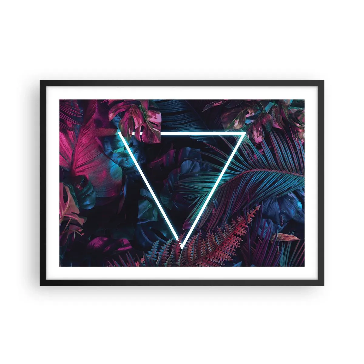 Poster in een zwarte lijst - Disco-achtige tuin - 70x50 cm