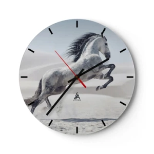 Wandklok - Klok - Een springend Arabisch paard tegen een woestijnachtergrond - 30x30cm - Arabische prins - Moderne wanddecoratie voor woonkamer, keuken en slaapkamer ARTTOR