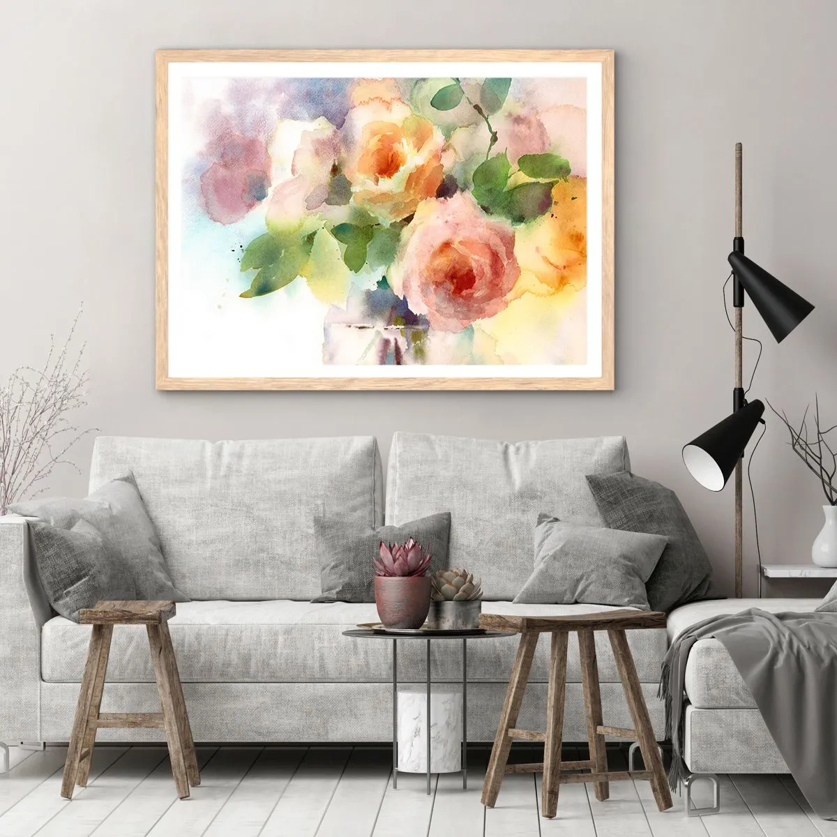 Een poster in een licht eiken lijst - Delicaat als aquarel - 40x30 cm