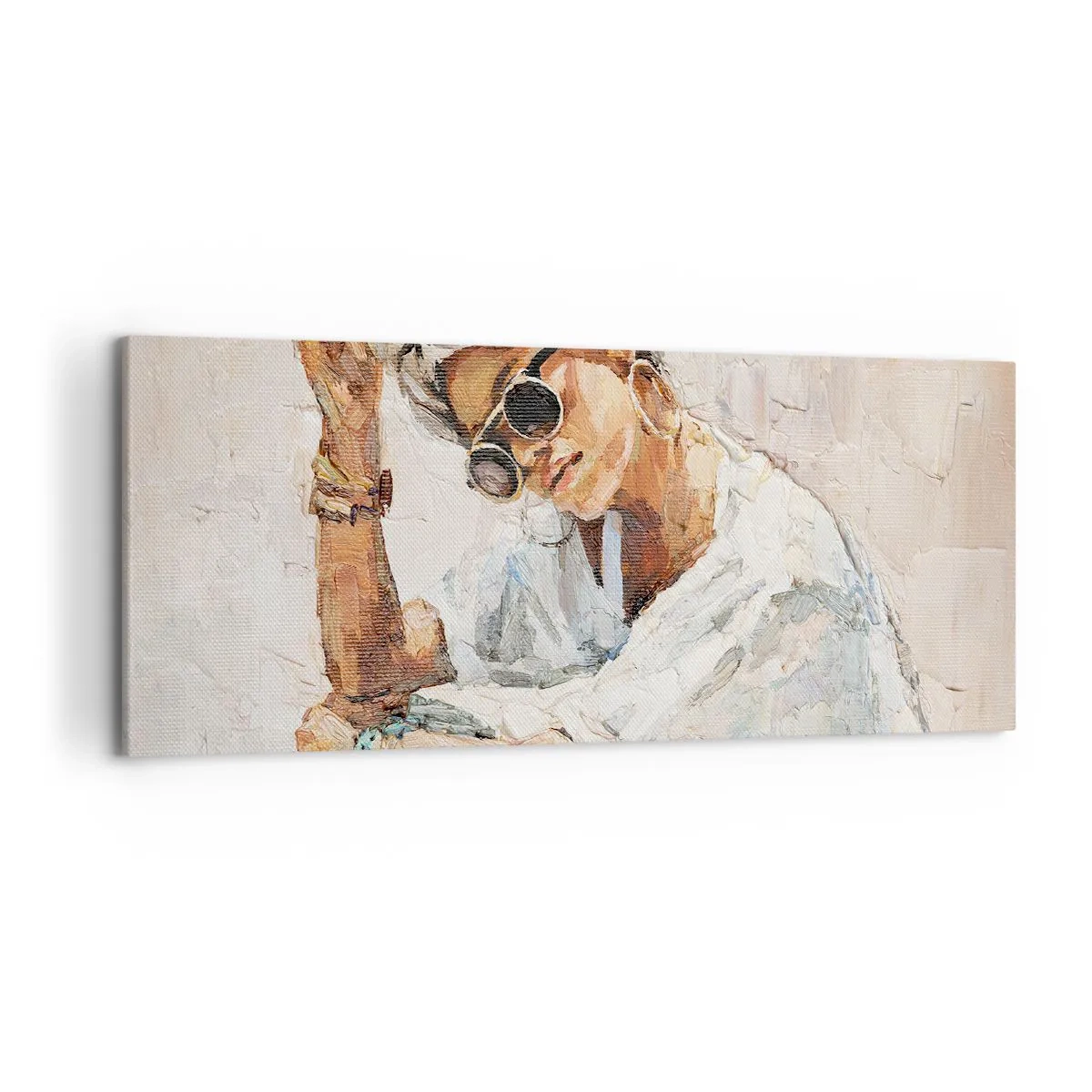 Schilderen op canvas - Portret in de volle zon - 120x50 cm
