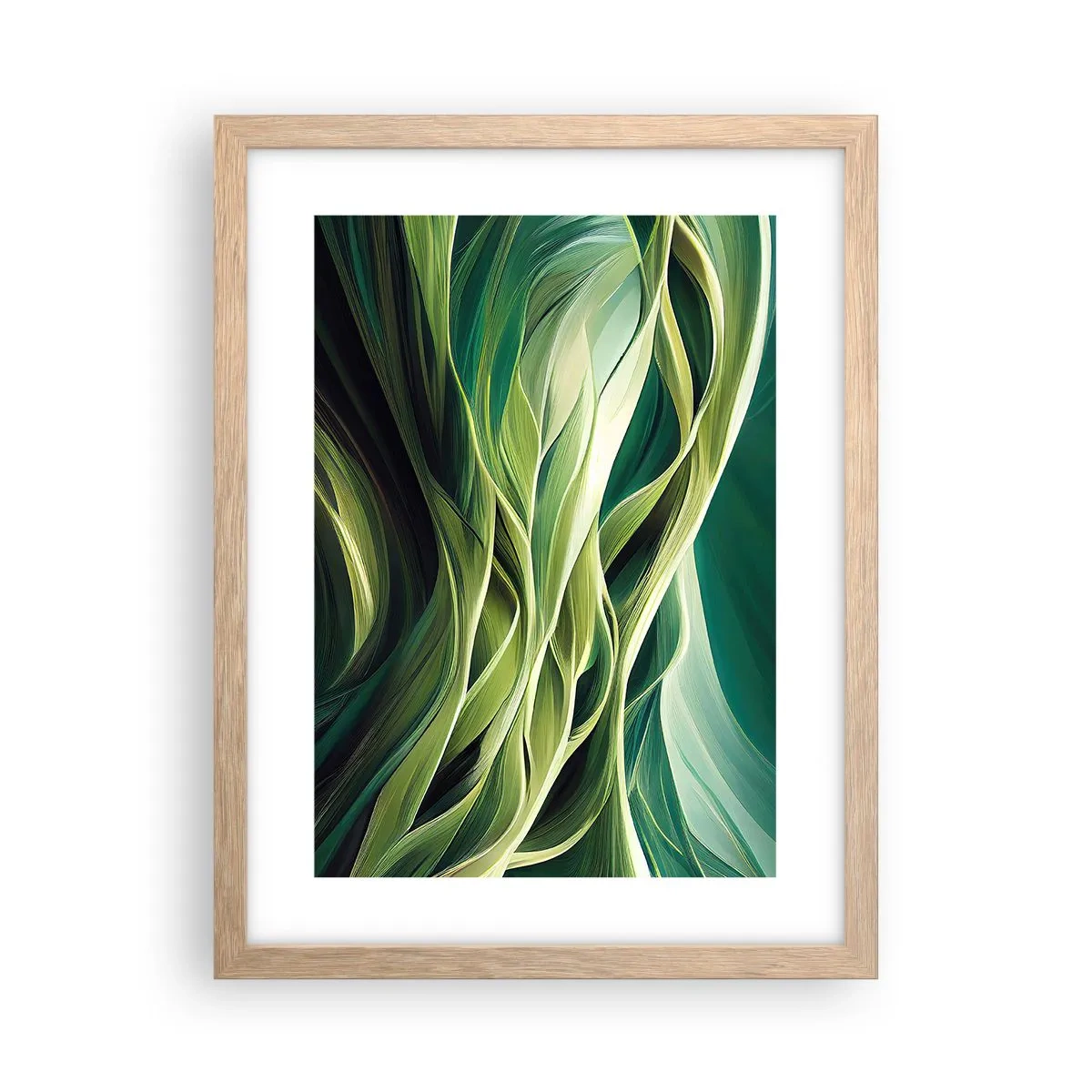 Een poster in een licht eiken lijst - Abstract groen spel - 30x40 cm