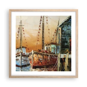 Een poster in een licht eiken lijst - Een vreedzame terugkeer - 50x50 cm