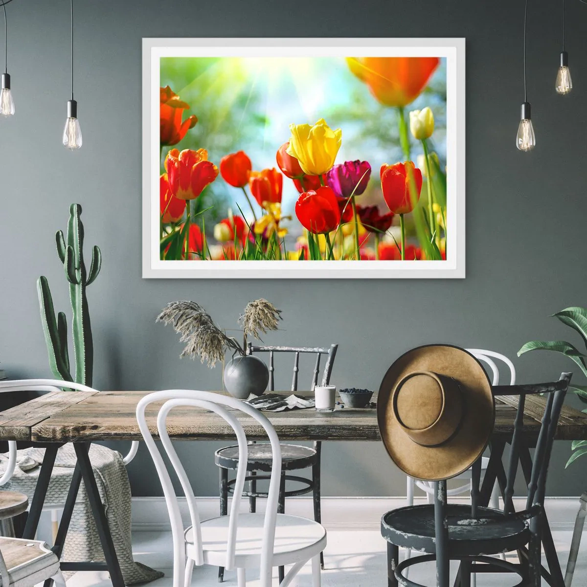 Poster in een witte lijst - Alle kleuren van de zon - 100x70 cm