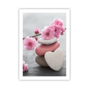 Poster - Gelukzaligheid met een kersenbloesem - 50x70 cm