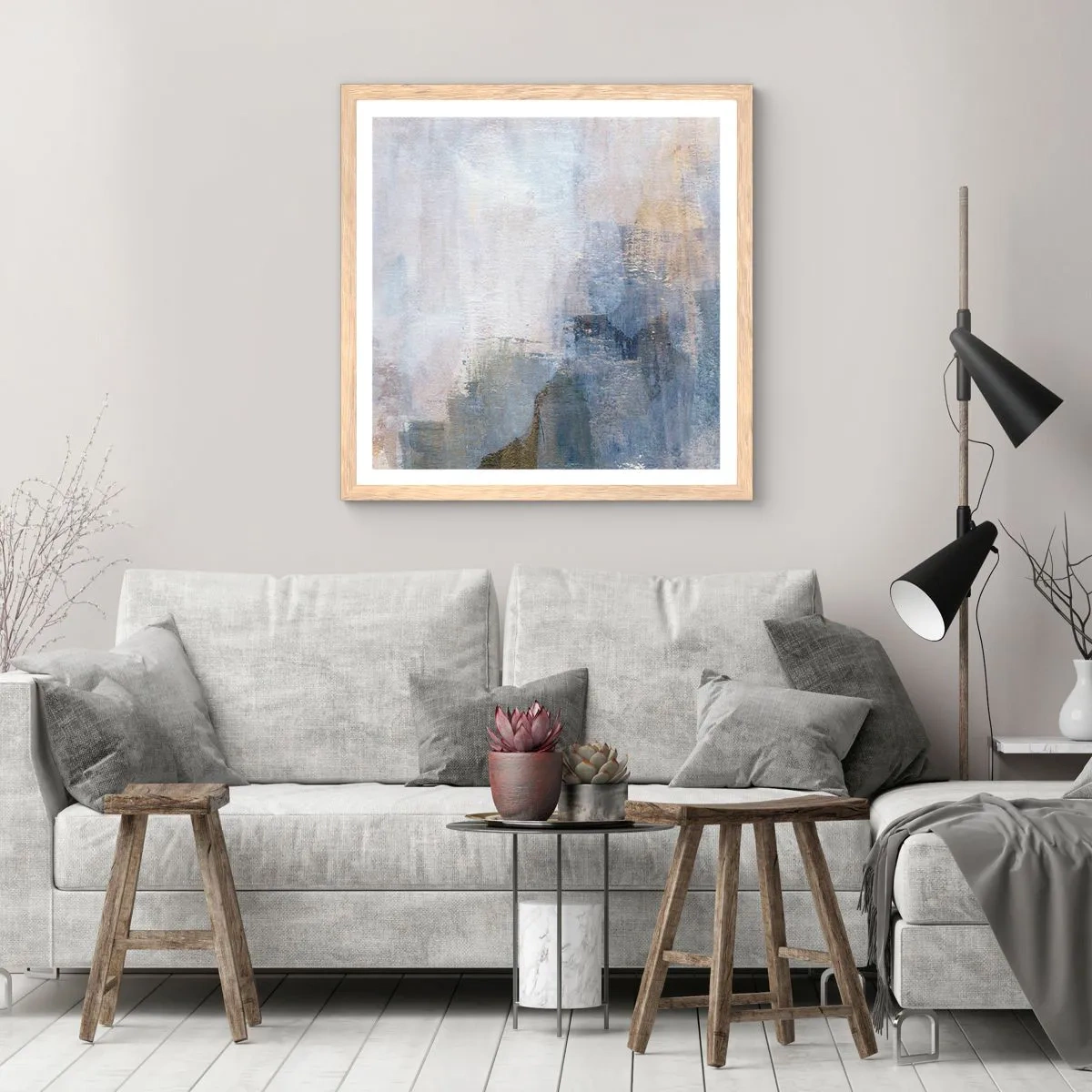 Een poster in een licht eiken lijst - Kleurtonen en akkoorden - 50x50 cm