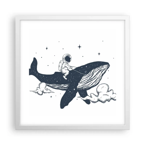 Poster in een witte lijst - Ruimte avontuur - 40x40 cm