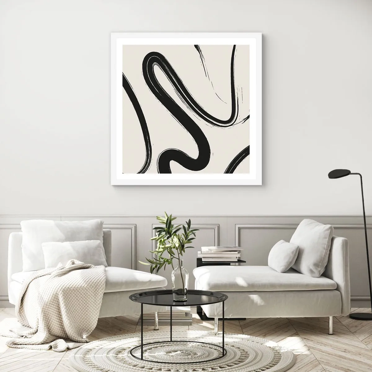 Poster in een witte lijst - Zwart-wit eigenzinnigheid - 60x60 cm