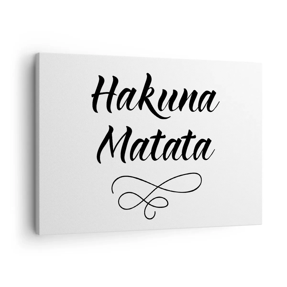 Schilderen op canvas - Hakuna Matata citaat in elegant lettertype op witte achtergrond - 70x50cm - Beste advies - Moderne wanddecoratie voor woonkamer en slaapkamer ARTTOR