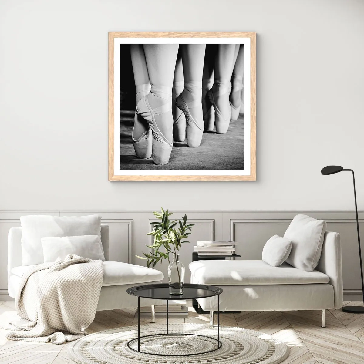 Een poster in een licht eiken lijst - Samen, lichtjes - 30x30 cm