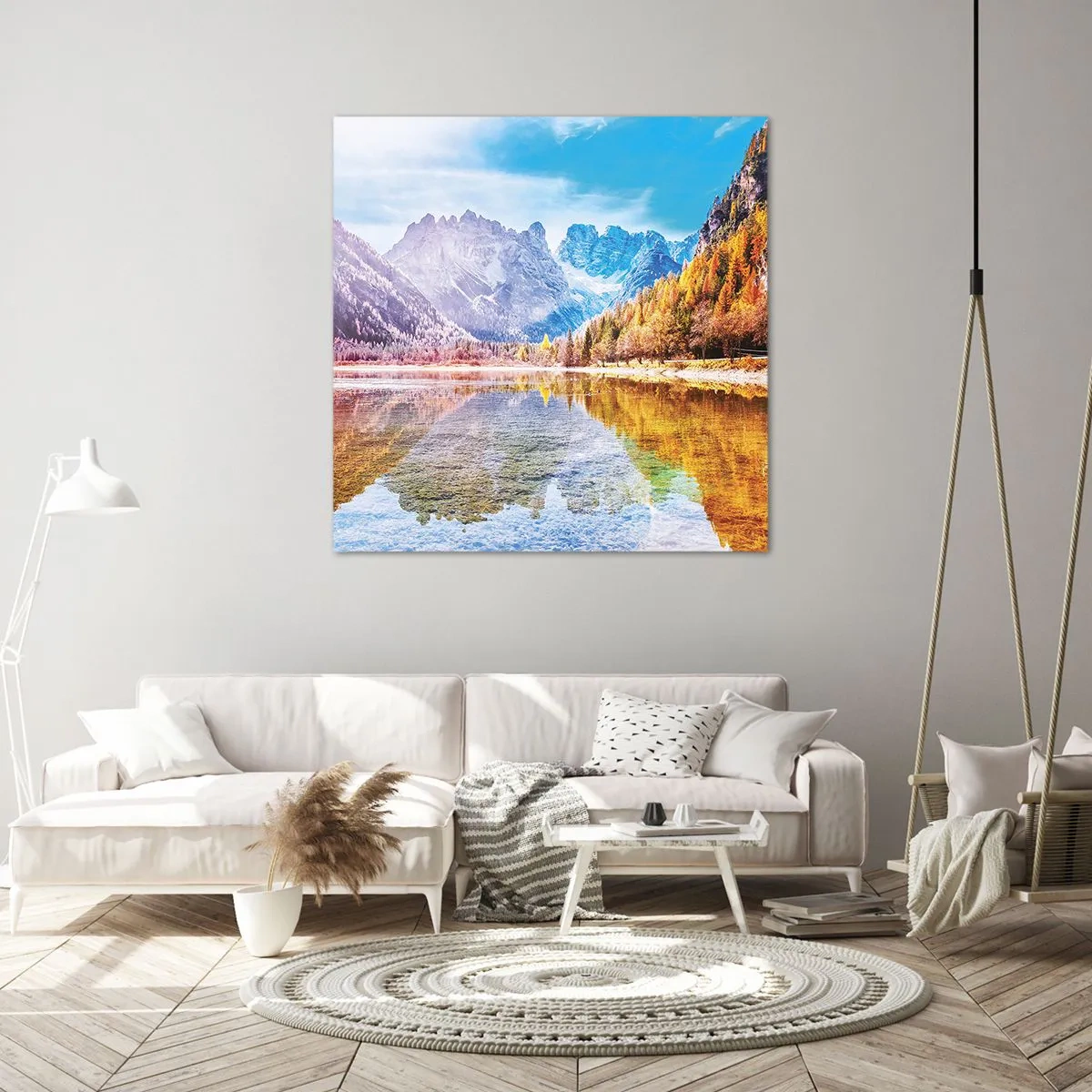 Schilderen op canvas - En het is al herfst in de bergen - 60x60 cm