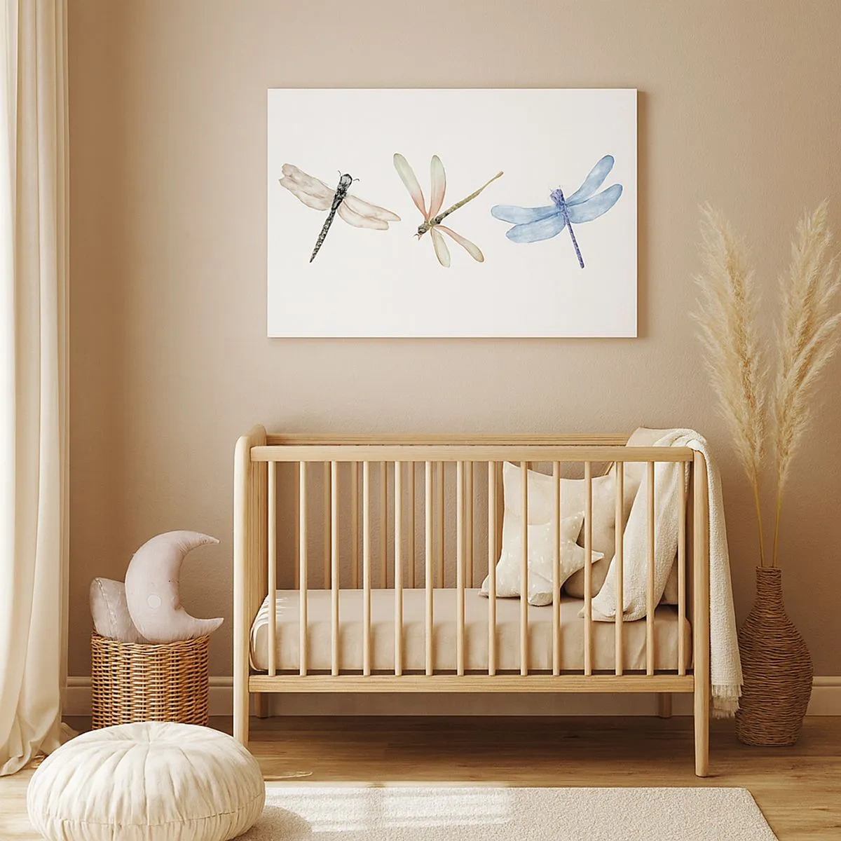 Schilderen op canvas - Drie libellen in delicate pastelkleuren - 70x50cm - Gewichtloze libellen - Moderne wanddecoratie voor woonkamer en slaapkamer ARTTOR