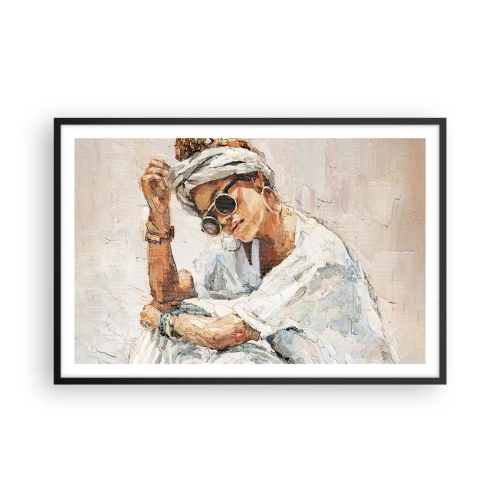 Poster in een zwarte lijst - Portret in de volle zon - 91x61 cm