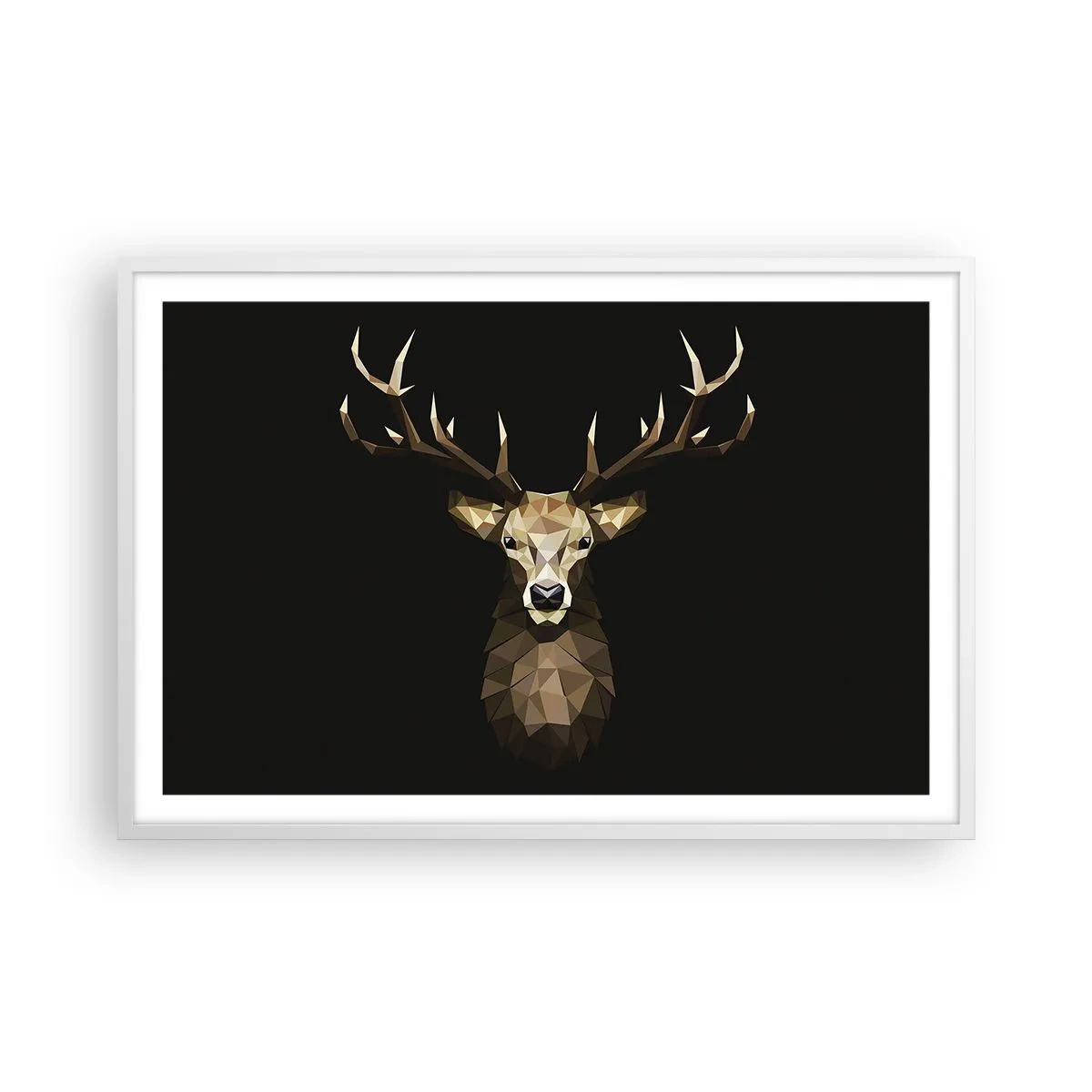 Poster in een witte lijst - Kubistische herten - 91x61 cm